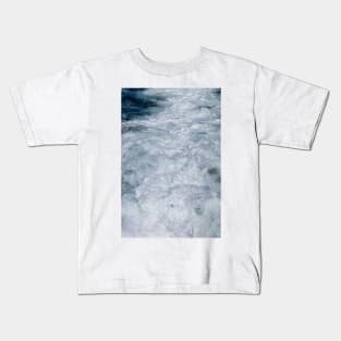 Seaspray, foam and turbulence from a boat's wake on route to the Farne Islands Kids T-Shirt